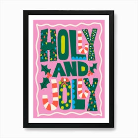 Holly and Jolly Hand Lettering Christmas Affiche