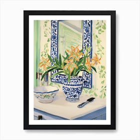 Bathroom Vanity Painting With A Lily Bouquet 2 Art Print