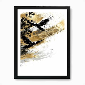 Crows Flying In The Sky Art Print