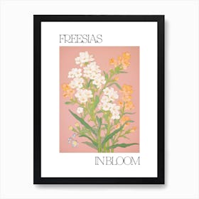 Freesias In Bloom Flowers Bold Illustration 2 Art Print