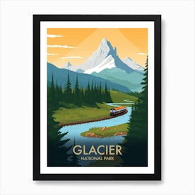 Glacier National Park Vintage Travel Poster 3 Art Print