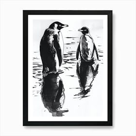 Emperor Penguin Admiring Their Reflections 1 Art Print