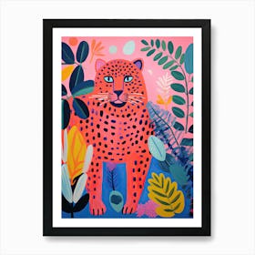 Red Leopard In The Jungle, Matisse Inspired Art Print