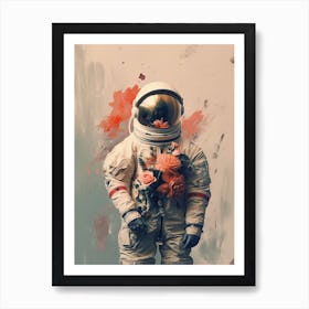 Astronaut With A Bouquet Of Flowers 2 Poster