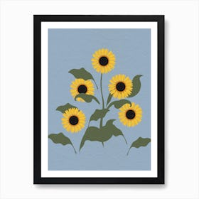 Vintage Minimal Art Sunflowers Art Print