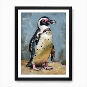 African Penguin Ross Island Oil Painting 2 Art Print