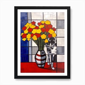 Statice With A Cat 2 De Stijl Style Mondrian Art Print