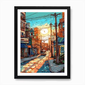 Painting Of Toronto Canada In The Style Of Line Art 1 Art Print