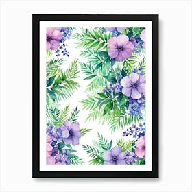 Watercolor Floral Pattern Art Print