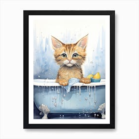 Ocicat In Bathtub Bathroom 1 Poster