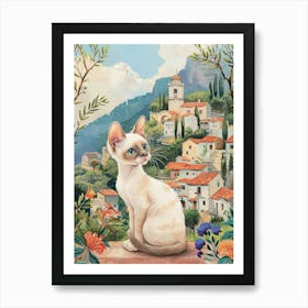 Devon Rex Cat Storybook Illustration 2 Art Print