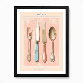 Kitsch Knife Fork Spoon Brushstrokes 4 Poster Art Print