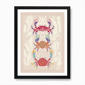 Colorful Crabs' Seaweed Parade [red] 1 Art Print