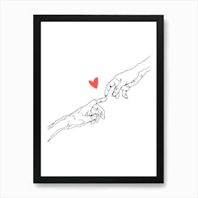 Creation Of Adam Love Minimalist Line Art Monoline Illustration Art Print