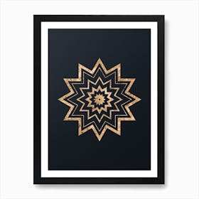 Abstract Geometric Gold Glyph on Dark Teal n.0345 Art Print