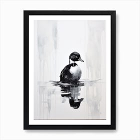 Minimalist Black & White Painting Of A Duckling Art Print