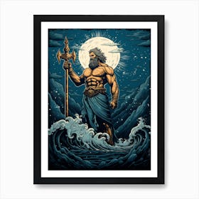  An Illustration Of The Greek God Poseidon 5 Art Print