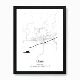 Elma,United States Minimalist Map Art Print