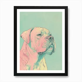 Pastel Neapolitan Mastiff Dog Pastel Line Illustration 3 Art Print