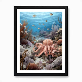 Octopus Searching For Prey Illustration 7 Art Print