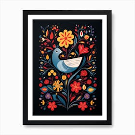 Folk Bird Illustration Dove 3 Art Print