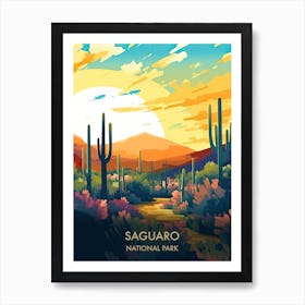 Saguaro National Park Travel Poster Illustration Style 1 Art Print