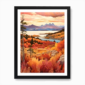 Autumn National Park Painting Nahuel Huapi National Park Argentina 2 Art Print