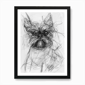 Affenpinscher Dog Charcoal Line Art Print