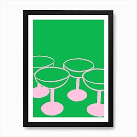 Pink Champagne Glasses Art Print