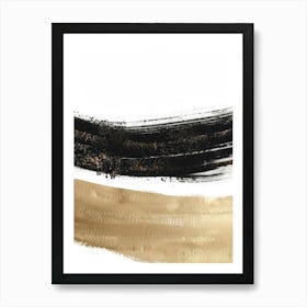 Gold And Black Brush Strokes 14 Art Print