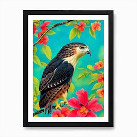 Red Tailed Hawk Tropical bird Art Print