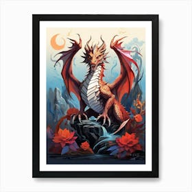 Dragon On A Rock Poster