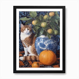 Hydrangea With A Cat 2 William Morris Style Art Print