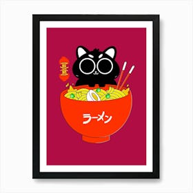 Ramen And Cat Art Print