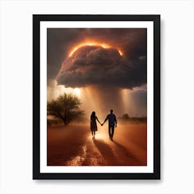 Couple Holding Hands In The Desert Art Print