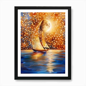 Sailboat In The Moonlight Art Print