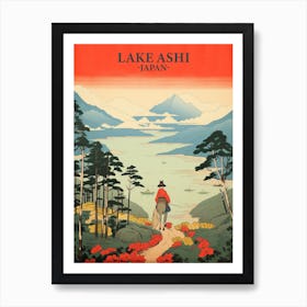 Lake Ashi, Japan Vintage Travel Art 4 Poster Art Print