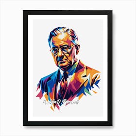 Franklin D Rosevelt 2 Portrait WPAP Pop Art Art Print