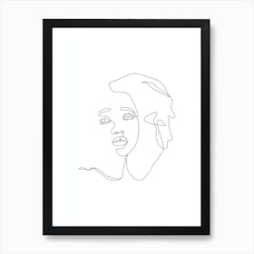 One Line Drawing Of A Woman'S Face Art Print