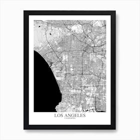 Los Angeles California White Black Art Print