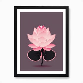 A Pink Lotus In Minimalist Style Vertical Composition 60 Art Print