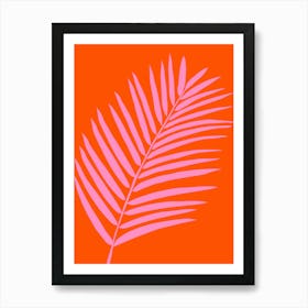 Palm Leaf Orange And Pink Art Print
