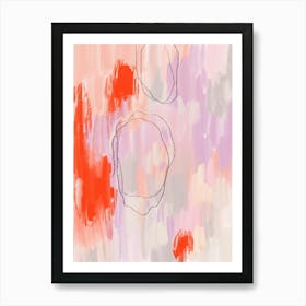 Red and Lilac. Abstract Acrylic Painting Art Print