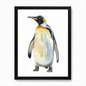 Emperor Penguin Pastel Watercolour 3 Art Print