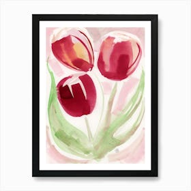 Three Red Tulips Art Print
