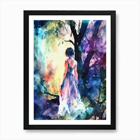 Watercolor of a Girl in a Dress Art Print