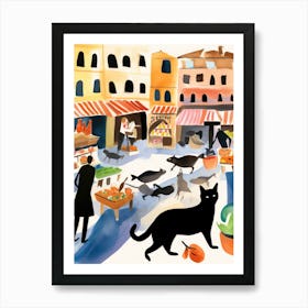 The Food Market In Rome 2 Illustration Art Print