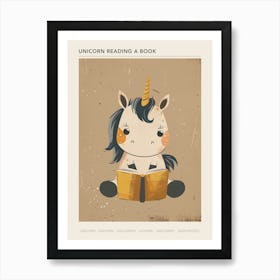 Unicorn Reading A Book Muted Pastels 1 Poster Art Print