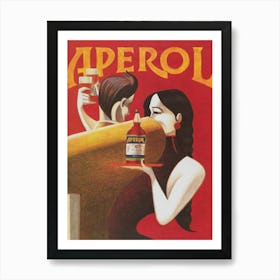 Aperol Vintage Bar Cart Art Art Print