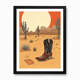 A Cowboy Boot In The Desert 4 Art Print